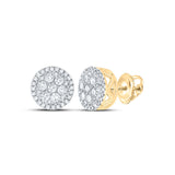 14kt Yellow Gold Round Diamond Cluster Earrings 3/8 Cttw