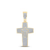 10kt Yellow Gold Mens Round Diamond Cross Charm Pendant 3/4 Cttw