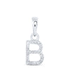 10kt White Gold Womens Round Diamond B Initial Letter Pendant 1/20 Cttw