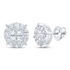 14kt White Gold Womens Princess Diamond Cluster Earrings 1 Cttw