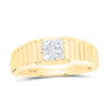 10kt Yellow Gold Mens Princess Diamond Ribbed Shank Band Ring 1/2 Cttw