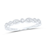 14kt White Gold Womens Round Diamond Milgrain Stackable Band Ring 1/6 Cttw