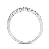 14kt White Gold Womens Round Diamond Classic Stackable Band Ring 1/20 Cttw