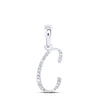 10kt White Gold Womens Round Diamond C Initial Letter Pendant 1/20 Cttw