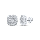 10kt White Gold Womens Round Diamond Square Earrings 1/3 Cttw