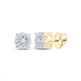 14kt Yellow Gold Womens Round Diamond Cluster Earrings 1/5 Cttw