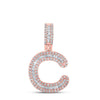 10kt Rose Gold Mens Baguette Diamond C Initial Letter Pendant 1/2 Cttw