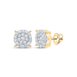 10kt Yellow Gold Womens Round Diamond Cluster Earrings 1 Cttw