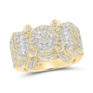 10kt Yellow Gold Mens Round Diamond Cluster Ring 4-1/3 Cttw