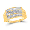 10kt Yellow Gold Mens Round Diamond Domed Triple Row Fashion Ring 1/3 Cttw