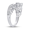 10kt White Gold Womens Round Diamond Fleur-de-lis Crown Ring 1/3 Cttw