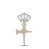 10kt Yellow Gold Mens Baguette Diamond Nail Cross Crown Charm Pendant 3 Cttw