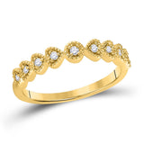 14kt Yellow Gold Womens Round Diamond Heart Stackable Band Ring 1/10 Cttw