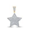 10kt Yellow Gold Mens Baguette Diamond Star Charm Pendant 1-1/5 Cttw