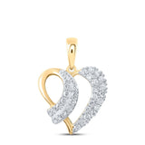 10kt Yellow Gold Womens Round Diamond Heart Pendant 3/8 Cttw