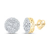 10kt Yellow Gold Round Diamond Cluster Earrings 7/8 Cttw