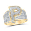 10kt Two-tone Gold Mens Round Diamond P Initial Letter Ring 1 Cttw