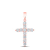 10kt Rose Gold Womens Round Diamond Cross Pendant 1-1/2 Cttw