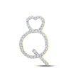 10kt Yellow Gold Womens Round Diamond Q Heart Letter Pendant 1/8 Cttw