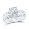 10kt White Gold His Hers Round Diamond Square Matching Wedding Set 1/2 Cttw