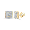 10kt Yellow Gold Round Diamond Square Earrings 1/4 Cttw