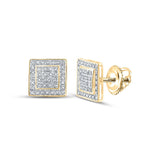 10kt Yellow Gold Round Diamond Square Earrings 1/4 Cttw