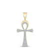 10kt Yellow Gold Mens Round Diamond Ankh Cross Charm Pendant 3/4 Cttw