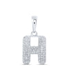 10kt White Gold Womens Baguette Diamond H Initial Letter Pendant 1/3 Cttw