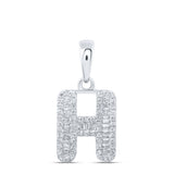 10kt White Gold Womens Baguette Diamond H Initial Letter Pendant 1/3 Cttw