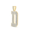 10kt Yellow Gold Mens Round Diamond D Initial Letter Charm Pendant 2-3/8 Cttw