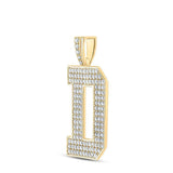 10kt Yellow Gold Mens Round Diamond D Initial Letter Charm Pendant 2-3/8 Cttw