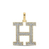 10kt Two-tone Gold Mens Round Diamond H Initial Letter Pendant 5/8 Cttw