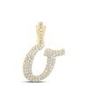 10kt Yellow Gold Womens Round Diamond O Cursive Initial Letter Pendant 1/3 Cttw