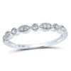 10kt White Gold Womens Round Diamond Marquise Dot Stackable Band Ring 1/6 Cttw