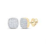 10kt Yellow Gold Round Diamond Square Earrings 1/8 Cttw