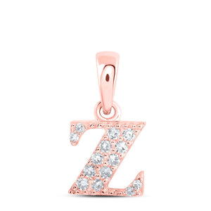 10kt Rose Gold Womens Round Diamond Z Initial Letter Pendant 1/20 Cttw