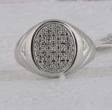 Sterling Silver Mens Round Diamond Oval Cluster Ring 1/6 Cttw