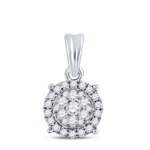 14kt White Gold Womens Round Diamond Halo Cluster Pendant 1/2 Cttw