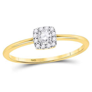 10kt Yellow Gold Womens Round Diamond Solitaire Stackable Band Ring 1/5 Cttw