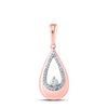 10kt Rose Gold Womens Round Diamond Teardrop Pendant 1/10 Cttw