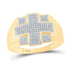 10kt Yellow Gold Mens Round Diamond Cross Ring 1/3 Cttw