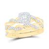 10kt Yellow Gold Princess Diamond Bridal Wedding Ring Band Set 1/3 Cttw