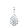 10kt White Gold Womens Round Diamond Teardrop Pendant 3/8 Cttw