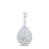 10kt White Gold Womens Round Diamond Teardrop Pendant 3/8 Cttw