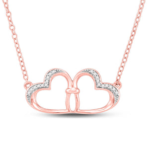 10kt Rose Gold Womens Round Diamond Heart Pendant Necklace 1/20 Cttw