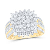 10kt Yellow Gold Womens Round Diamond Cluster Ring 2 Cttw