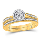 10kt Yellow Gold Round Diamond Bridal Wedding Ring Band Set 1/5 Cttw