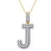 10kt Yellow Gold Mens Round Diamond J Initial Letter Charm Pendant 1-1/4 Cttw