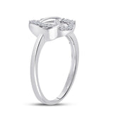 Sterling Silver Womens Round Diamond Double Heart Ring 1/6 Cttw