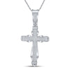 10kt White Gold Mens Round Diamond Cross Charm Pendant 1/2 Cttw